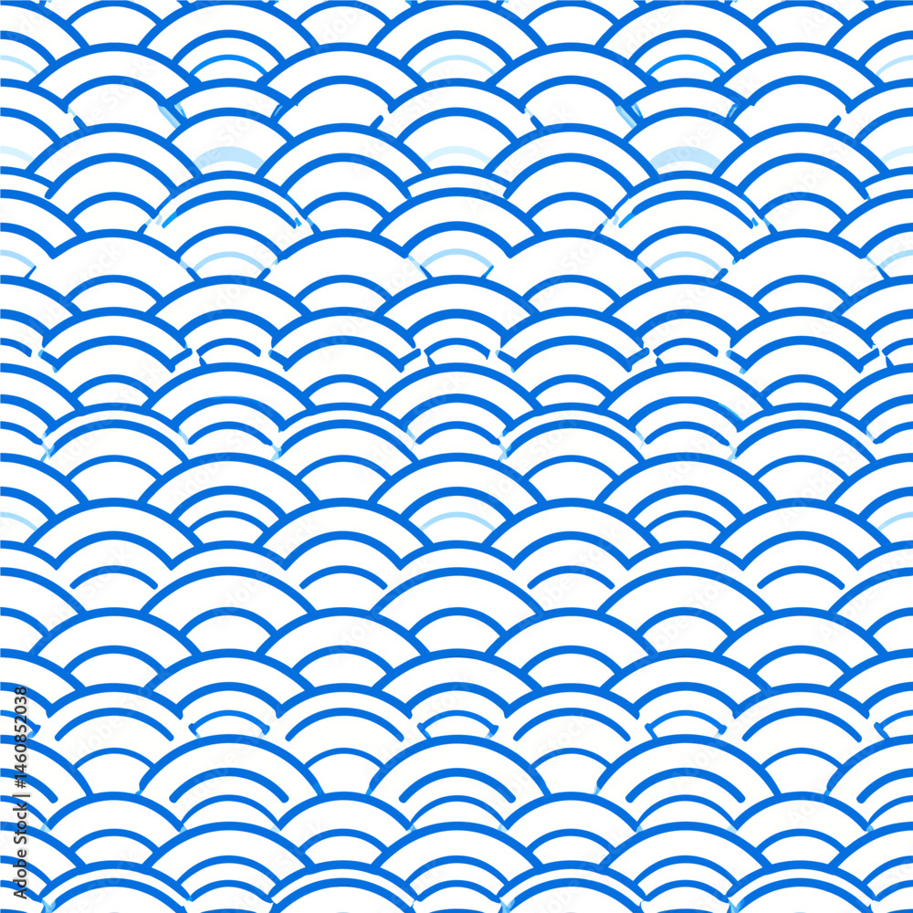 Seamless pattern of stylized blue waves on a white background creating a calming and modern design perfect for backgrounds and creative projects Seamless pattern of stylized blue waves on a white background creating a calming and modern design perfect for backgrounds and creative projects