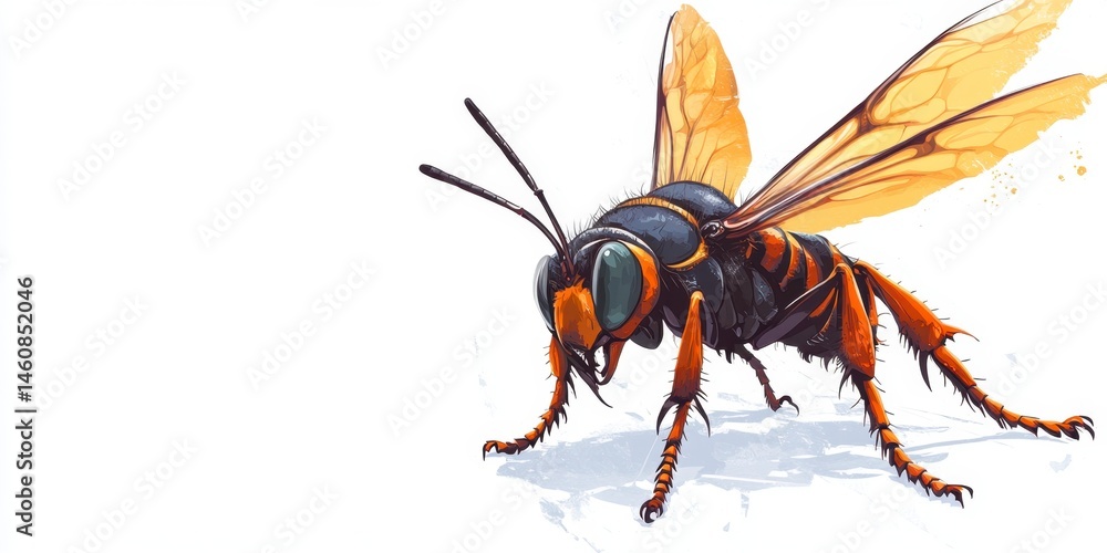 Fototapeta premium Detailed Illustration of a Majestic Insect with Vibrant Colors