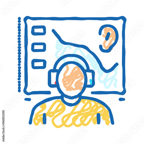 audiometry test audiologist doctor icon doodle illustration