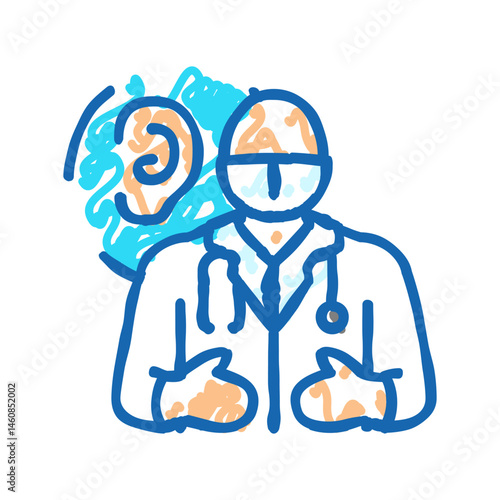 audiologist doctor icon doodle illustration