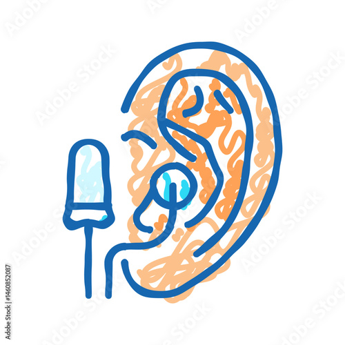 earplug usage audiologist doctor icon doodle illustration