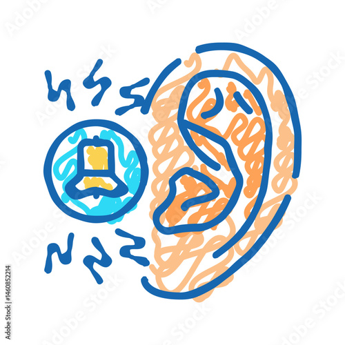 tinnitus relief audiologist doctor icon doodle illustration