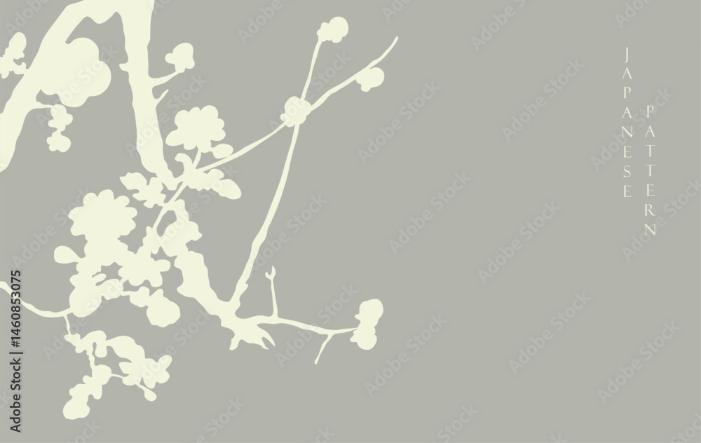 Cherry blossom flower branch elements. Japanese background with Asian traditional icon vector. Natural art with brown background in vintage style. Cherry blossom flower branch elements. Japanese background with Asian traditional icon vector. Natural art with brown background in vintage style.