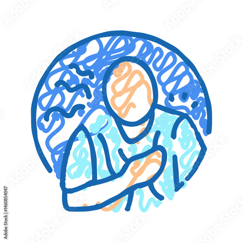 shortness of breath disease symptom icon doodle illustration