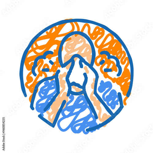 coughing sneezing disease symptom icon doodle illustration