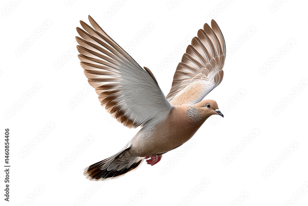 Obraz premium White dove in flight with open wings isolated on transparent background