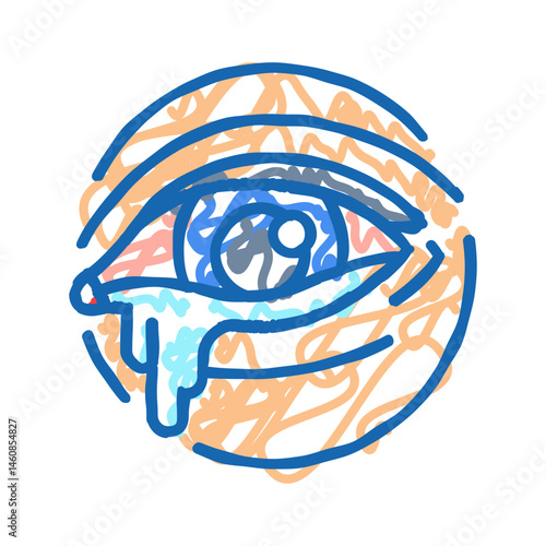 red or watery eyes disease symptom icon doodle illustration
