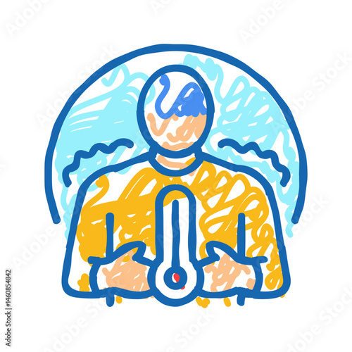 fever chills disease symptom icon doodle illustration