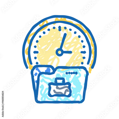 discipline clock succes challenge icon doodle illustration
