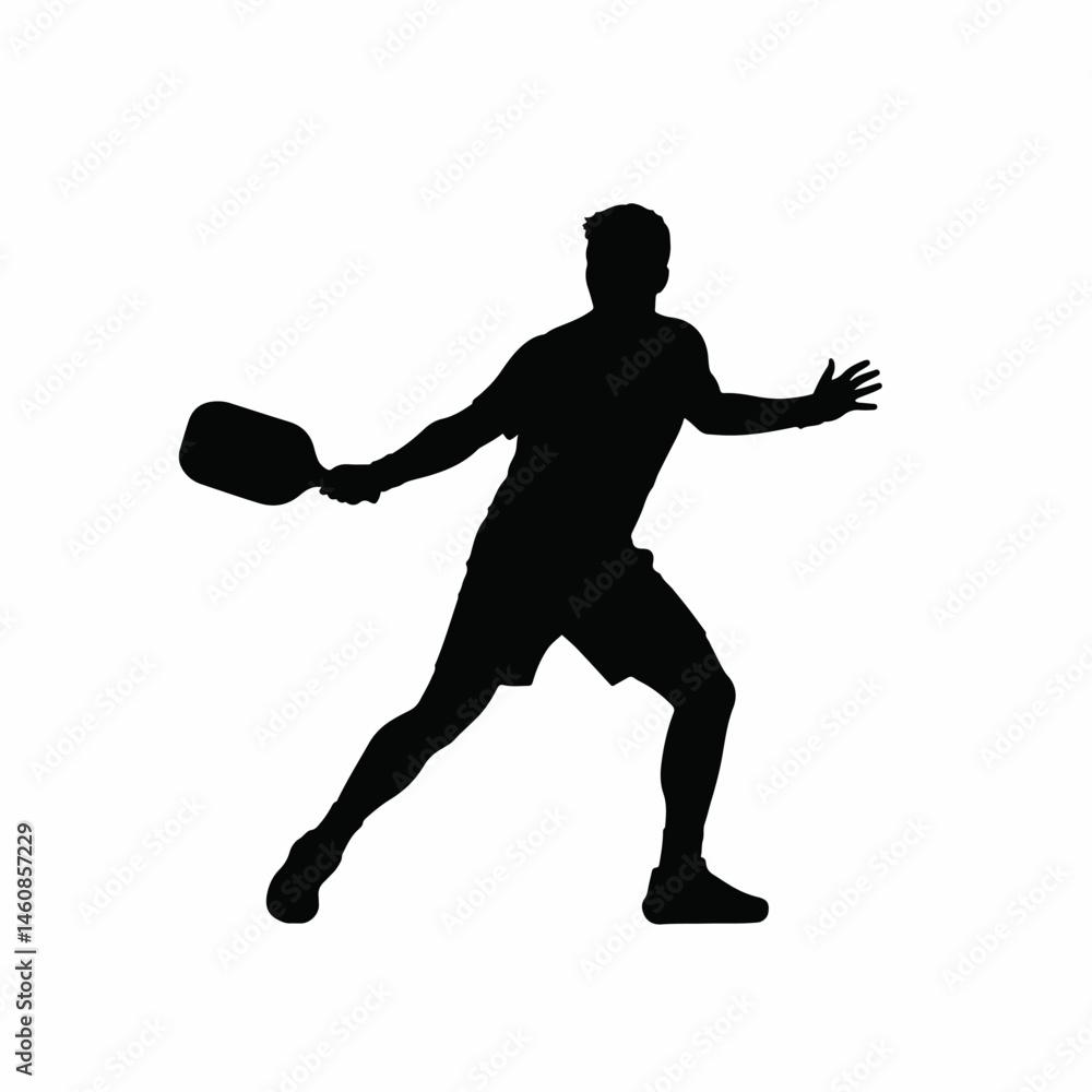 Obraz premium Athlete Playing Paddle Sport Silhouette On White Background Illustration Image