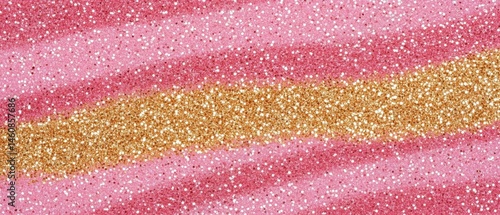 Glittering Pink and Gold Stripes Background Texture Close-up for Festive Celebrations and Glamorous Designs