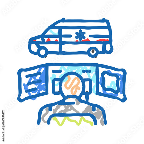 ambulance dispatch icon doodle illustration