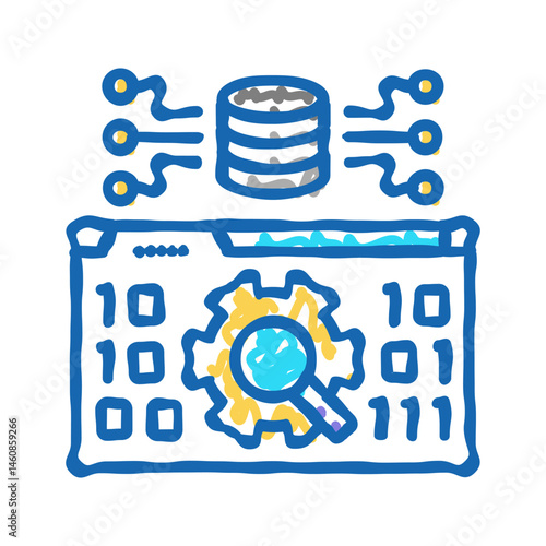 data validation database icon doodle illustration