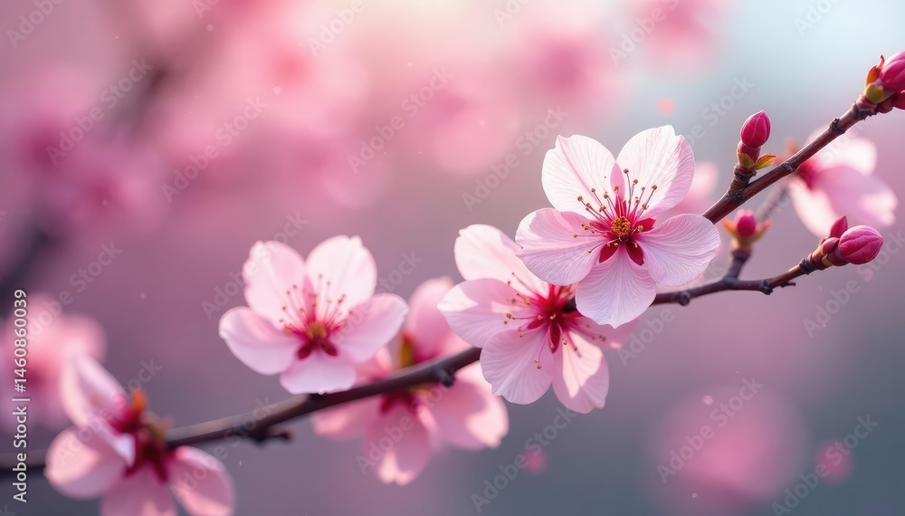 Fototapeta premium Delicate pink sakura blossoms, soft petals, gentle branches , flowers, cherry blossom, sakura