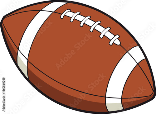 American Football Ball with White Laces - 3D Vector Illustration
