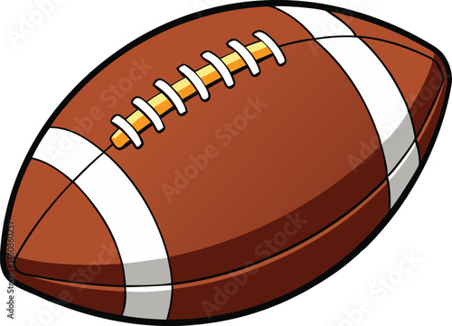 American Football Ball with White Laces - 3D Vector Illustration