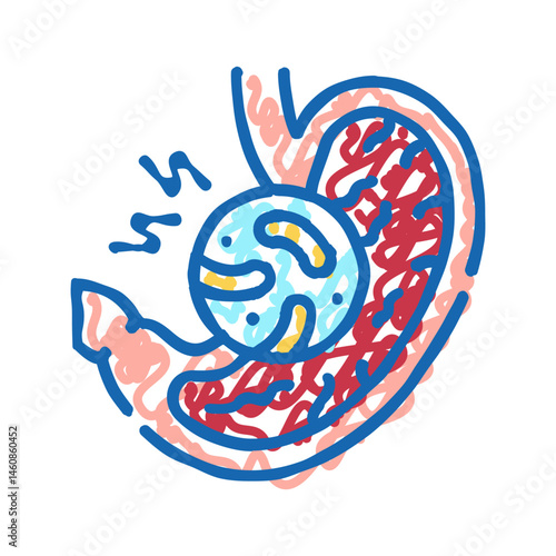 stomach flu gastroenterologist icon doodle illustration