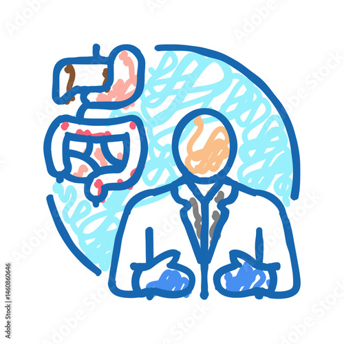 gastrointestinal doctor icon doodle illustration