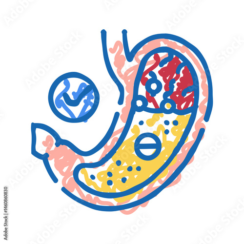 heartburn relief gastroenterologist icon doodle illustration