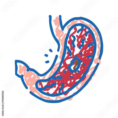gastric ulcer gastroenterologist icon doodle illustration