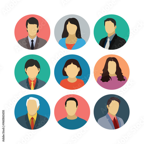 Diverse Business Avatars Flat Design Minimalist Style For Professionals Male And Female Representation