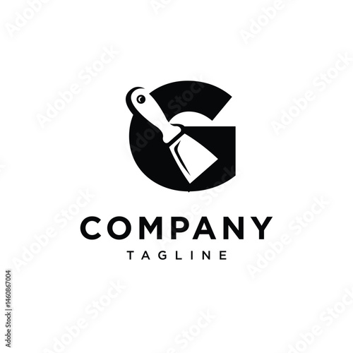 Letter G Putty Knife Icon Logo Vector