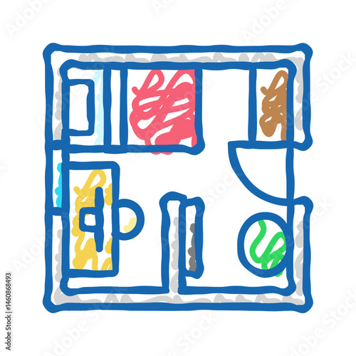 furniture arrangement interior designer icon doodle illustration