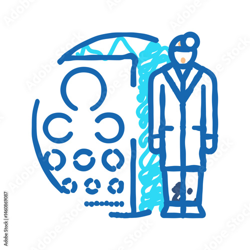 ophthalmic technician eye chart icon doodle illustration