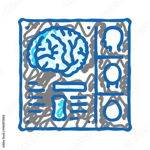 brain examination neurologist icon doodle illustration