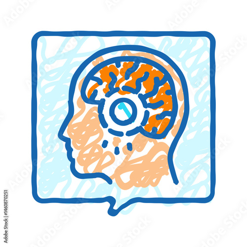 headache diagnosis neurologist icon doodle illustration