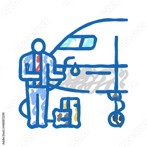 lubrication service aircraft icon doodle illustration