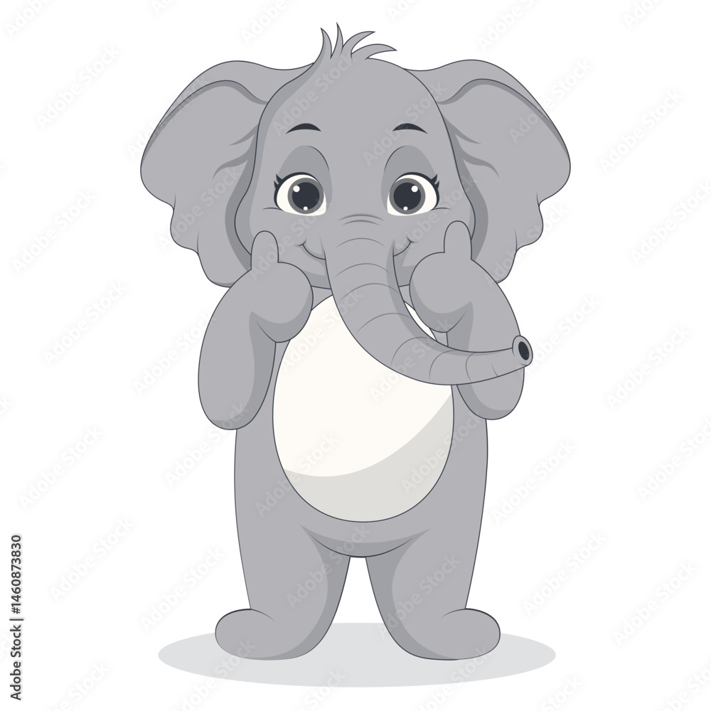 Fototapeta premium Illustration of Cute Baby Elephant. Vector Character in Cartoon Style.