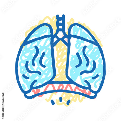 rapid breathing disease symptom icon doodle illustration