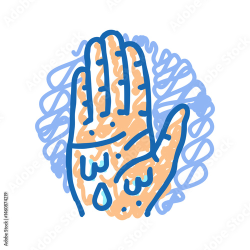 cold clammy skin disease symptom icon doodle illustration