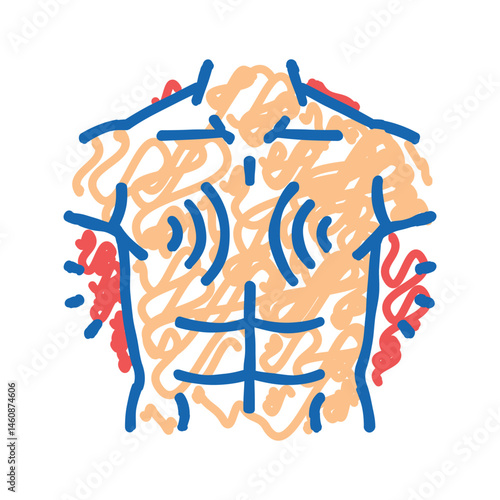 persistent chest pressure disease symptom icon doodle illustration