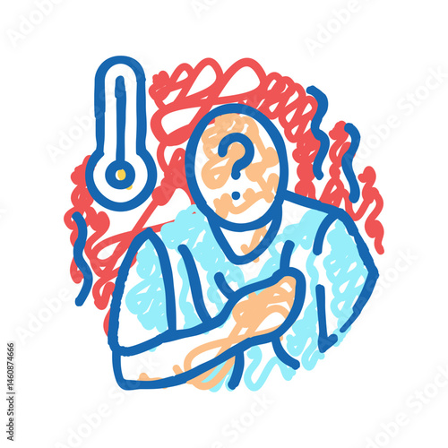 chronic fever no known cause disease symptom icon doodle illustration