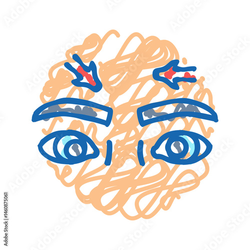 uncontrolled eye movements disease symptom icon doodle illustration