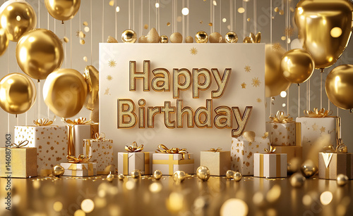 birthday party balloons, colourful balloons background and birthday cake with candles	