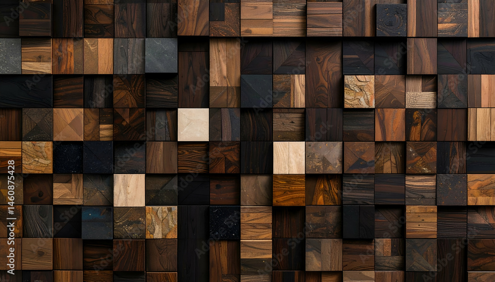 Wood block patterned wall background Wood block patterned wall background