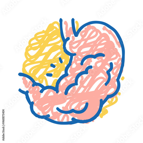 excessive gas bloating disease symptom icon doodle illustration