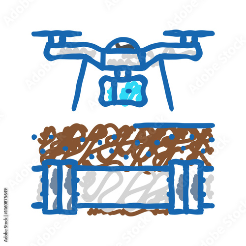 pipeline inspection drone icon doodle illustration