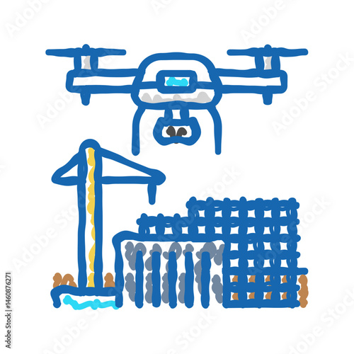 construction site drone icon doodle illustration