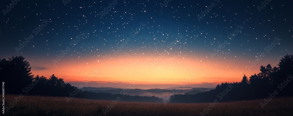 Naklejka premium Twilight Sky with Stars, Generative AI