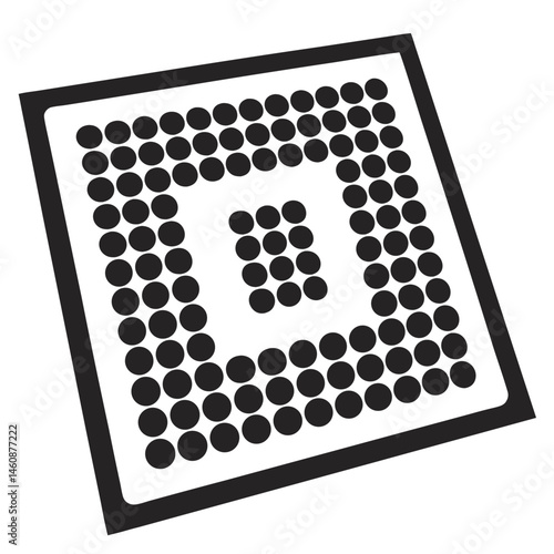 Black and white digital circuit processor illustration for computer technology and engineering design