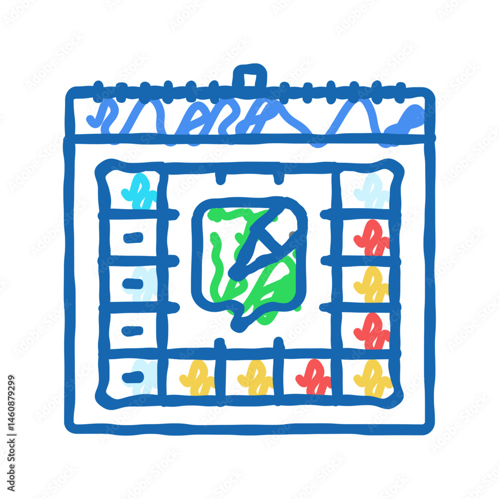 Fototapeta premium content calendar social media icon doodle illustration