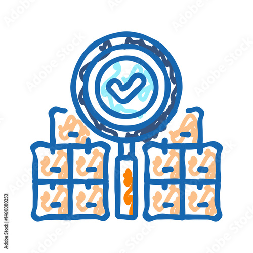 cargo inspection autonomous delivery icon doodle illustration