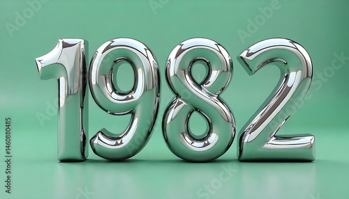 Obraz na płótnie Reflective Chrome Balloons: 1982 Retro Style