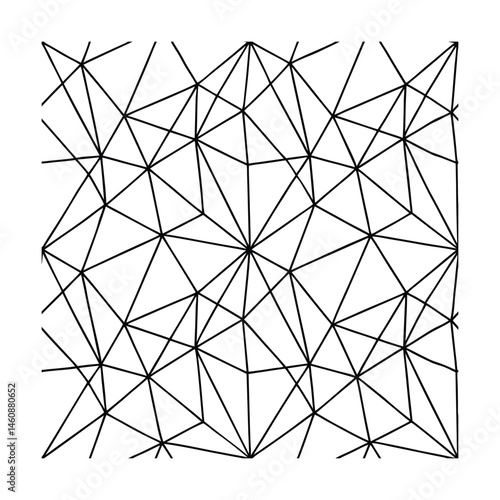 Geometric abstract pattern with black lines and triangular shapes on white background