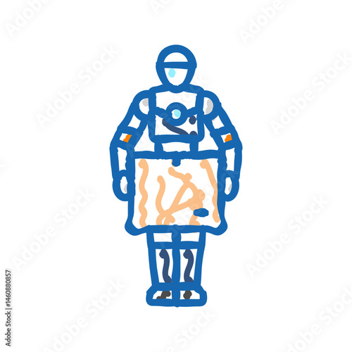 robot courier autonomous delivery icon doodle illustration