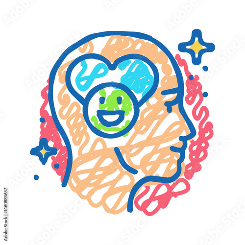 emotional well being mental health icon doodle illustration